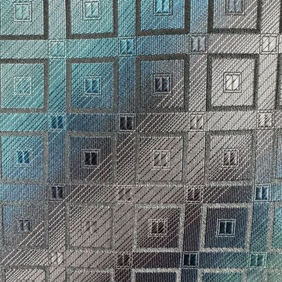 Croft & Barrow Men's 100% Silk Necktie 2Pc Bundle Gray Blue Geometric Patterns - Picture 2 of 7